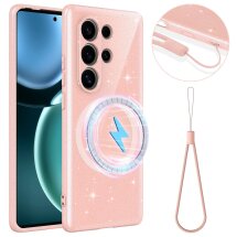 Захисний чохол Deexe Glitter Case with MagSafe для Samsung Galaxy S25 Ultra (S938) - Pink: фото 1 з 7