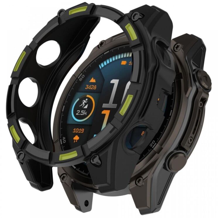 Защитный чехол Deexe Hollow Cover для Garmin Fenix 8 (51mm) - Black / Green: фото 1 из 3