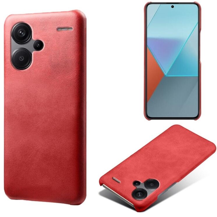 Защитный чехол Deexe Leather Back Cover для Xiaomi Redmi Note 13 Pro+ - Red: фото 1 из 4