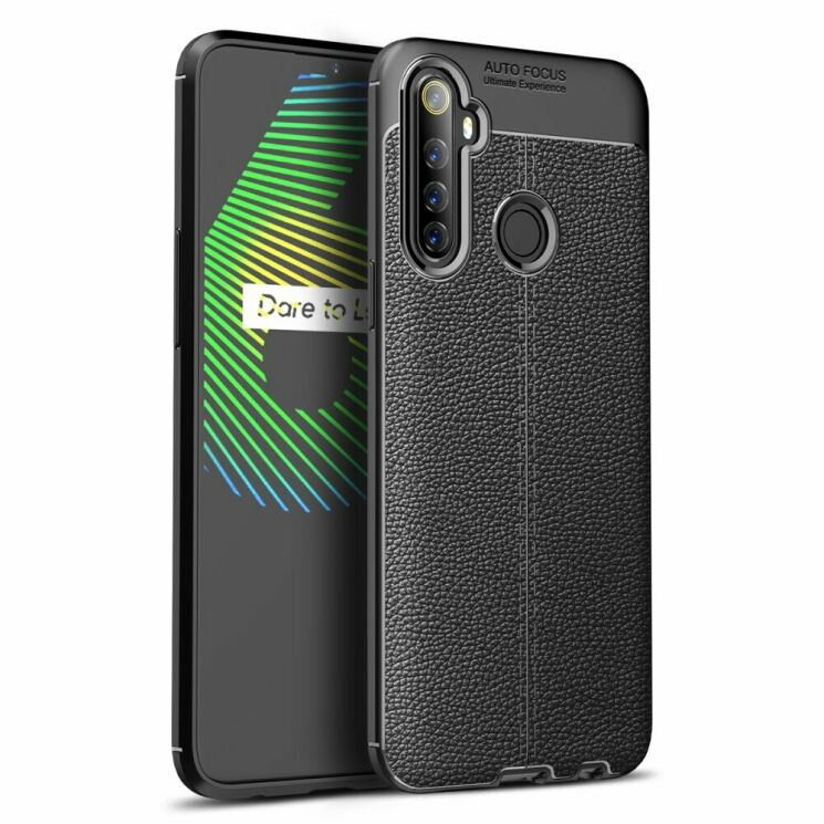 Захисний чохол Deexe Leather Cover для Realme 6i - Black: фото 1 з 11