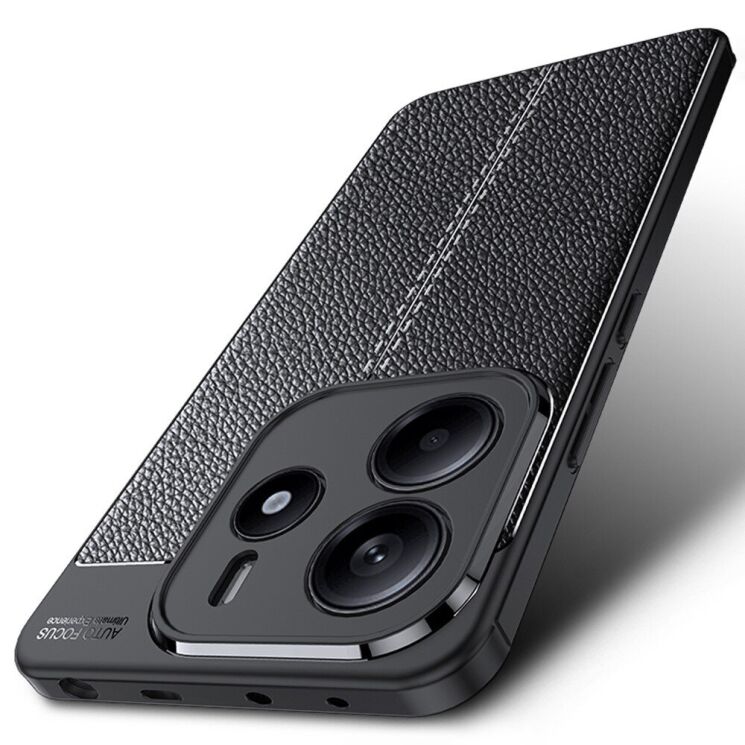 Защитный чехол Deexe Leather Cover для Xiaomi Redmi Note 14 5G - Black: фото 2 из 10