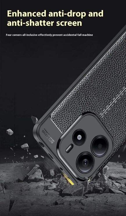 Защитный чехол Deexe Leather Cover для Xiaomi Redmi Note 14 5G - Black: фото 6 из 10