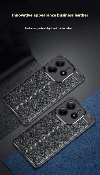 Защитный чехол Deexe Leather Cover для Xiaomi Redmi Note 14 5G - Black: фото 5 из 10