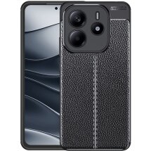 Защитный чехол Deexe Leather Cover для Xiaomi Redmi Note 14 5G - Black: фото 1 из 10