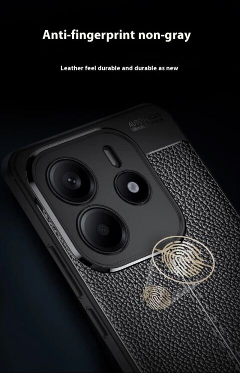 Защитный чехол Deexe Leather Cover для Xiaomi Redmi Note 14 5G - Black: фото 9 из 10