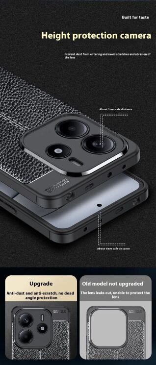 Защитный чехол Deexe Leather Cover для Xiaomi Redmi Note 14 5G - Black: фото 8 из 10