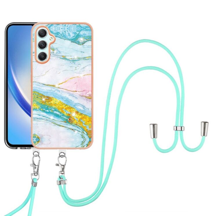 Защитный чехол Deexe Marble Case with Strap для Samsung Galaxy A24 (A245) - Light Green: фото 2 из 6