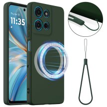 Защитный чехол Deexe Silicone Case with MagSafe для Motorola Moto G86 - Dark Green: фото 1 из 8