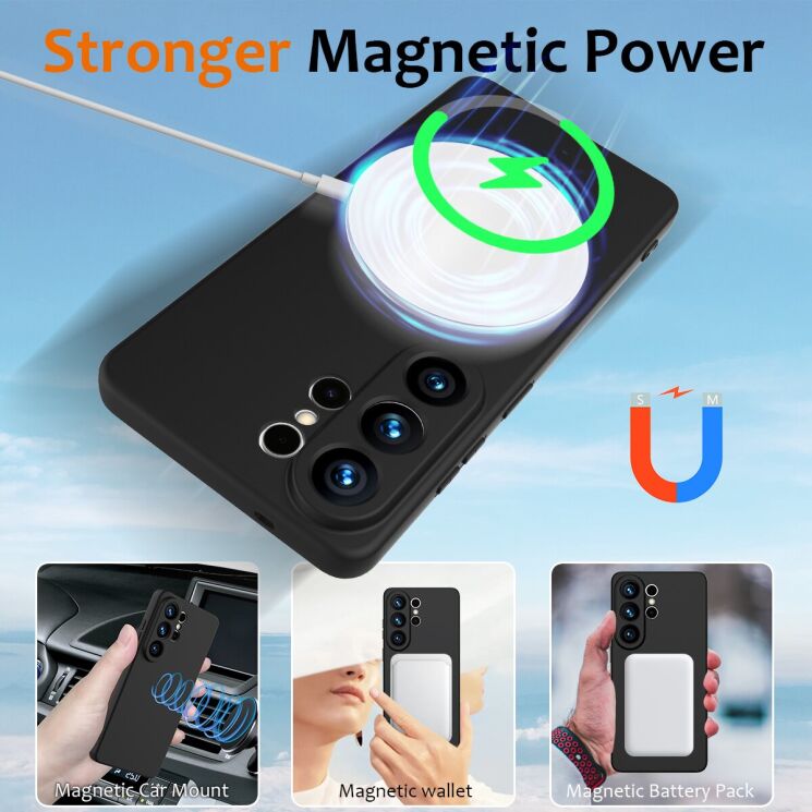 Защитный чехол Deexe Silicone Case with MagSafe для Samsung Galaxy S26 Ultra - Dark Blue: фото 4 из 9