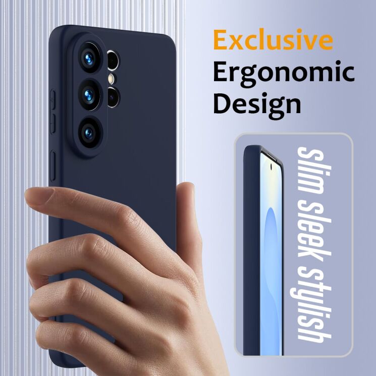 Защитный чехол Deexe Silicone Case with MagSafe для Samsung Galaxy S26 Ultra - Dark Blue: фото 5 из 9