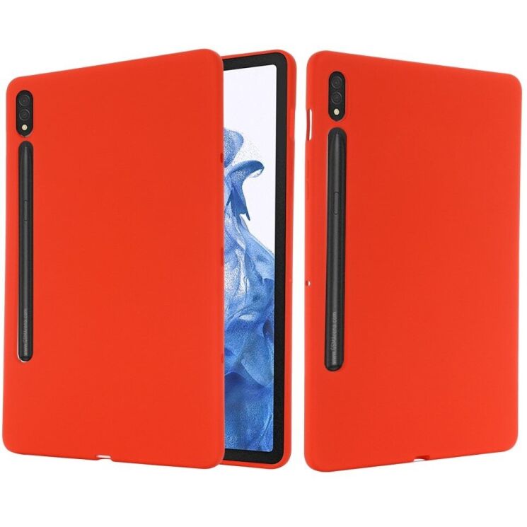 Защитный чехол Deexe Silicone Shell для Samsung Galaxy Tab S7 (T870/875) / S8 (X700/706) - Red: фото 1 из 12
