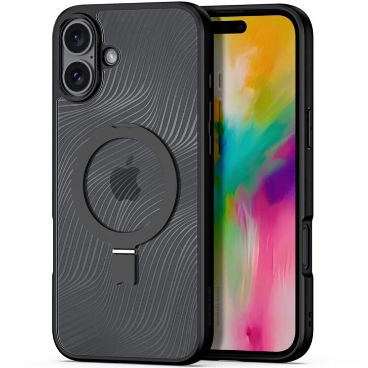 Защитный чехол DUX DUCIS Aimo Mag Series with Folding Stand для Apple iPhone 16 - Black: фото 1 из 17