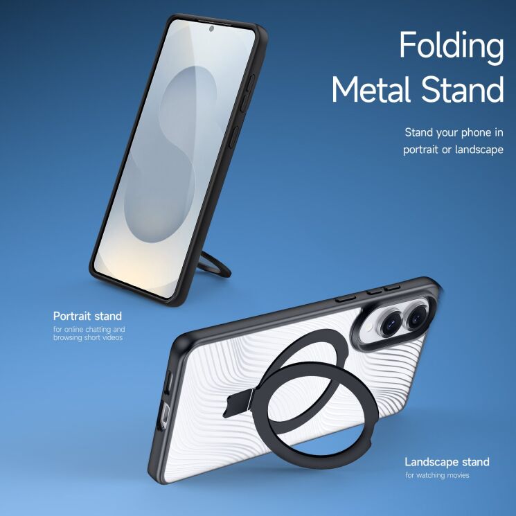 Захисний чохол DUX DUCIS Aimo Mag Series with Folding Stand для Samsung Galaxy S25 Edge (S937) - Black: фото 5 з 7