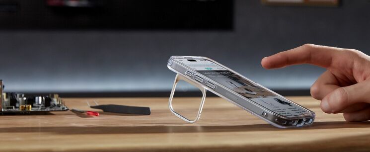 Захисний чохол ESR Classic Hybrid Case with Stash Stand (HaloLock) для Apple iPhone 15 Pro Max - Clear / Black: фото 6 з 11