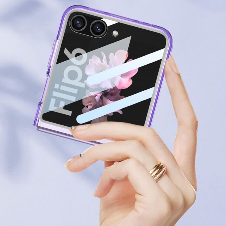 Защитный чехол GKK Translucent для Samsung Galaxy Flip 6 - Transparent Purple: фото 7 из 8