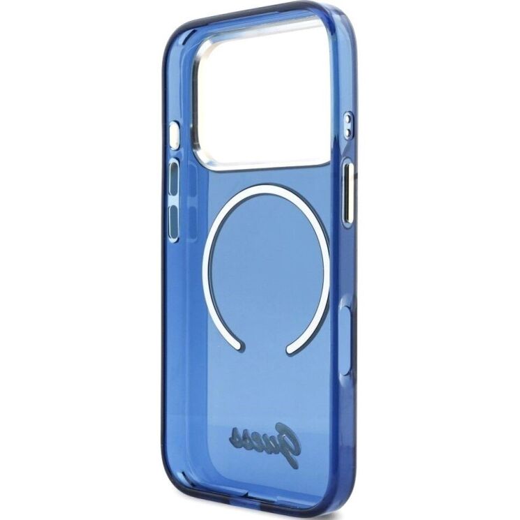 Защитный чехол Guess IML Script Metal MagSafe для iPhone 17 Pro Max (GUHMP17X5HTCSMSB) - Blue: фото 7 из 9