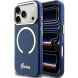Защитный чехол Guess IML Script Metal MagSafe для iPhone 17 Pro Max (GUHMP17X5HTCSMSB) - Blue (402880L). Фото 1 из 9