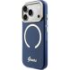 Защитный чехол Guess IML Script Metal MagSafe для iPhone 17 Pro Max (GUHMP17X5HTCSMSB) - Blue (402880L). Фото 3 из 9