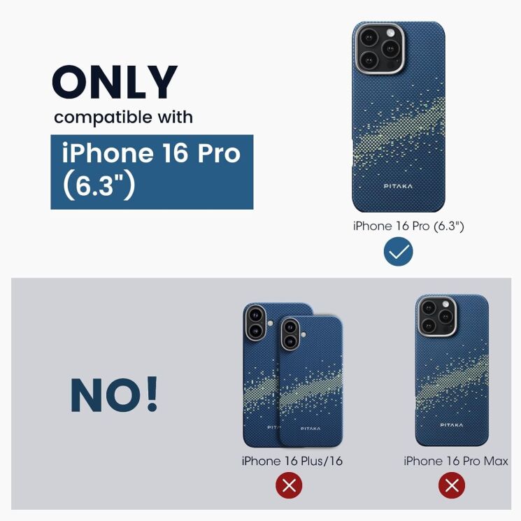 Защитный чехол Pitaka Tactile Woven StarPeak Lumintex для Apple iPhone 16 Pro (KI1603PMYG) - Milky Way Galaxy: фото 3 из 10