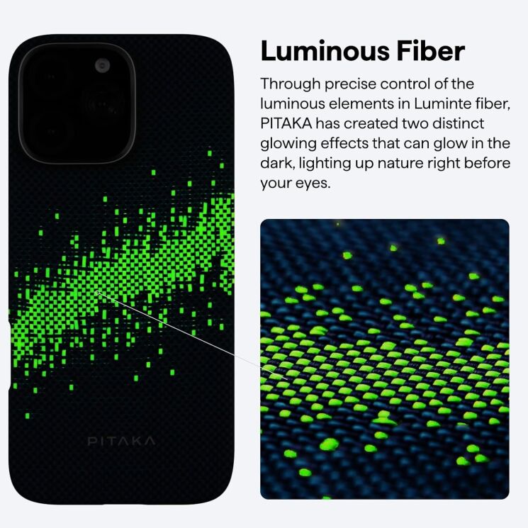 Защитный чехол Pitaka Tactile Woven StarPeak Lumintex для Apple iPhone 16 Pro (KI1603PMYG) - Milky Way Galaxy: фото 5 из 10