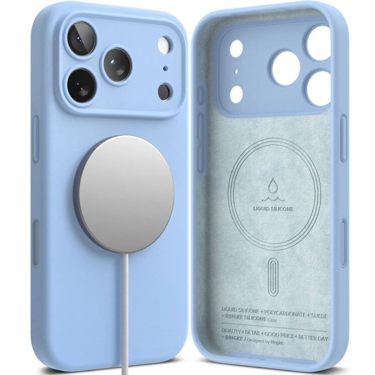 Защитный чехол Ringke Silicone Magnetic для iPhone 18 Pro (8800380463141) - Light Blue: фото 2 из 20