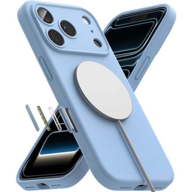 Защитный чехол Ringke Silicone Magnetic для iPhone 18 Pro (8800380463141) - Light Blue: фото 5 из 20