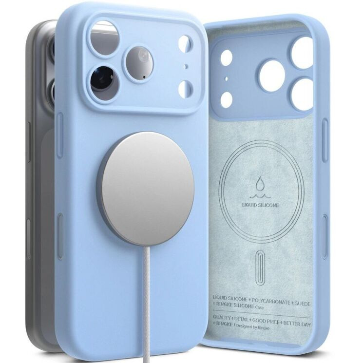 Защитный чехол Ringke Silicone Magnetic для iPhone 18 Pro (8800380463141) - Light Blue: фото 1 из 20