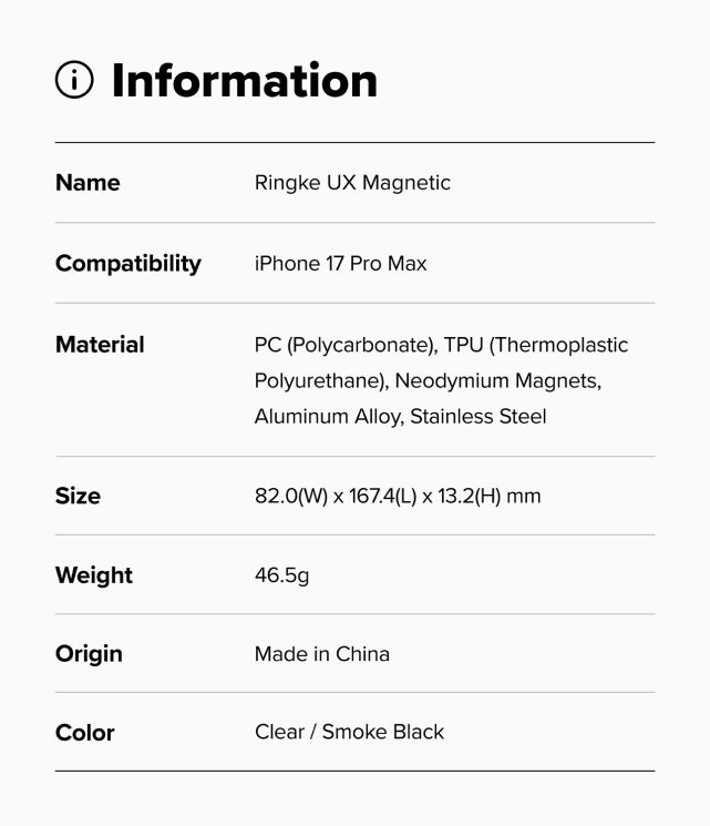 Захисний чохол Ringke UX Magnetic для iPhone 17 Pro Max (8800328810655) - Clear: фото 11 з 11