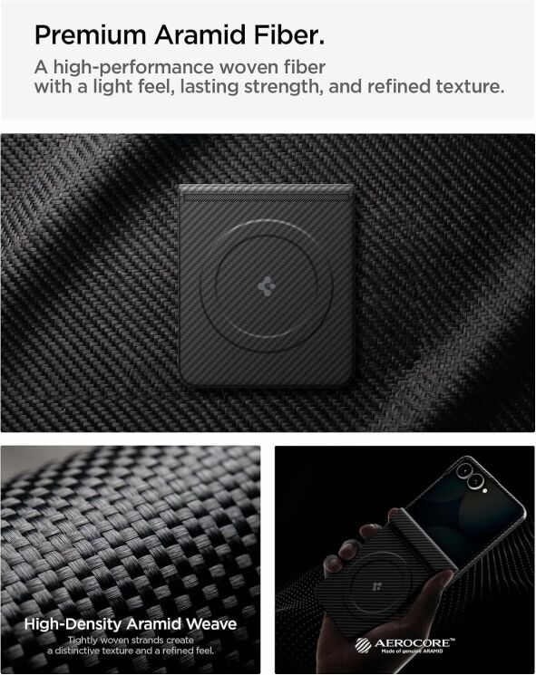 Защитный чехол Spigen AirSkin Aramid (MagFit) для Samsung Galaxy Flip 8 (ACS11513) - Black (423558B) Защитный чехол Spigen AirSkin Aramid (MagFit) для Samsung Galaxy Flip 8 (ACS11513) - Black: фото 8 из 13