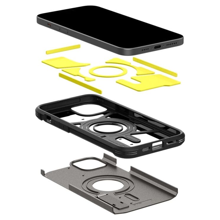 Защитный чехол Spigen (SGP) Tough Armor (MagFit) для Apple iPhone 15 - Gunmetal: фото 10 из 19
