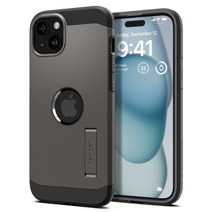 Защитный чехол Spigen (SGP) Tough Armor (MagFit) для Apple iPhone 15 - Gunmetal: фото 1 из 19