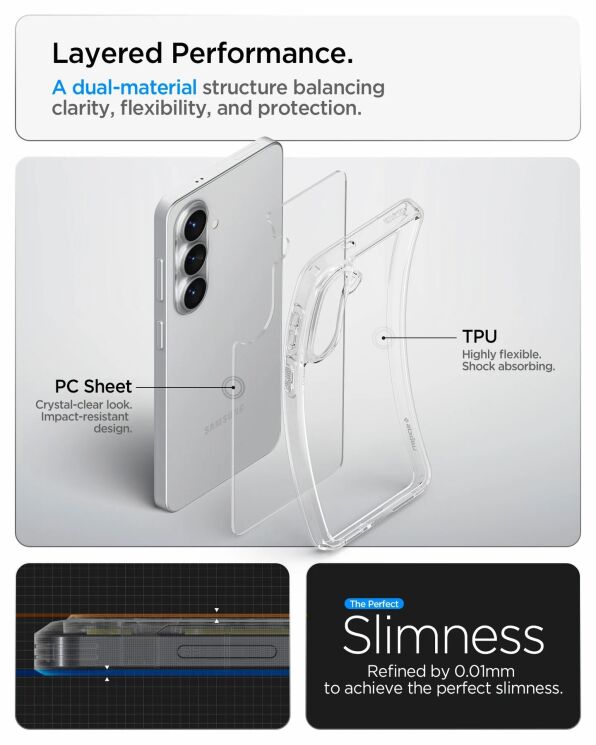 Защитный чехол Spigen Ultra Hybrid для Samsung Galaxy S26 Plus (S947) ACS10707 - Crystal Clear: фото 8 из 11