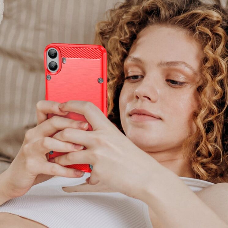 Защитный чехол UniCase Carbon для Nothing CMF Phone 1 - Red: фото 8 из 9