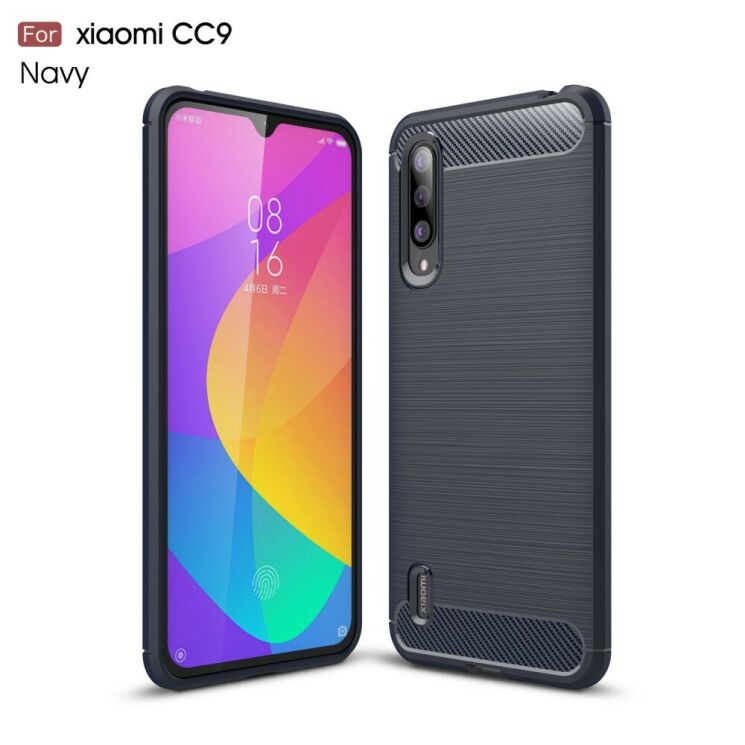 Силіконовий (TPU) чохол UniCase Carbon для Xiaomi Mi CC9 / Mi 9 Lite - Dark Blue: фото 1 з 10