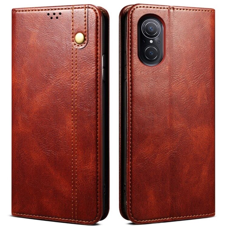 Чехол-книжка с кармашками UniCase Leather Wallet для Huawei Nova 9 SE - Brown: фото 1 из 10