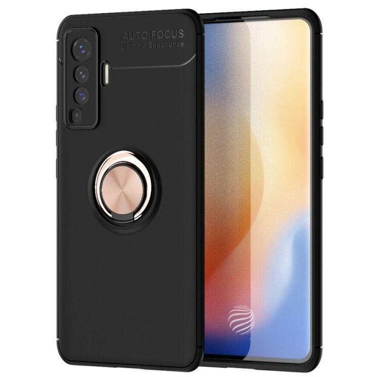 Чехол с магнитным кольцом UniCase Magnetic Ring для VIVO X50 - Black / Rose Gold: фото 1 из 16