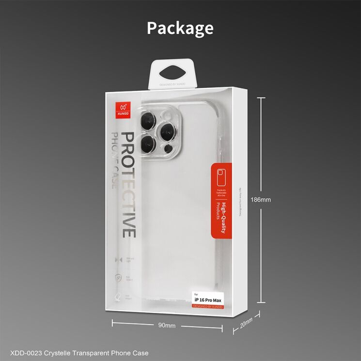 Защитный чехол XUNDD Protective Case для Apple iPhone 16 Pro Max - Transparent: фото 8 из 8