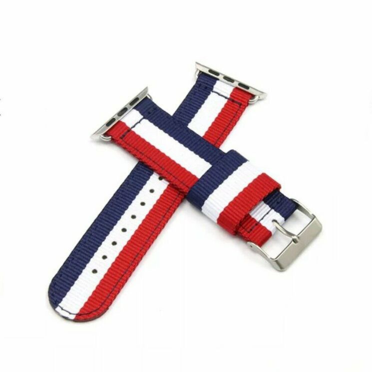 Ремешок UniCase Nylon для Apple Watch 46 / 45 / 44 / SE 44 / 42 (Series 1-3) / Ultra / Ultra 2 - Dark Blue / White / Red: фото 2 из 3