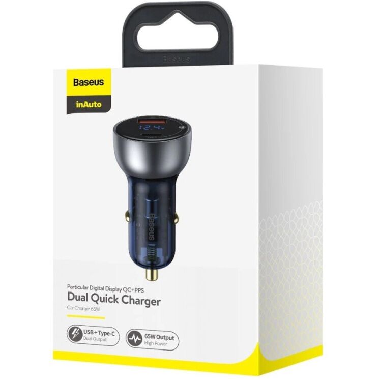 Автомобильное зарядное устройство BASEUS Dual Quick Charger (65W) CCKX-C0A - Silver: фото 7 из 17