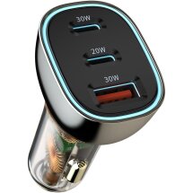 Автомобильное зарядное устройство WiWU PC700 PD80W + QC3.0 (2Type-C + USB) - Black: фото 1 из 13