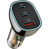 Автомобільний зарядний пристрій WiWU PC700 PD80W + QC3.0 (2Type-C + USB) - Black: фото 1 з 13