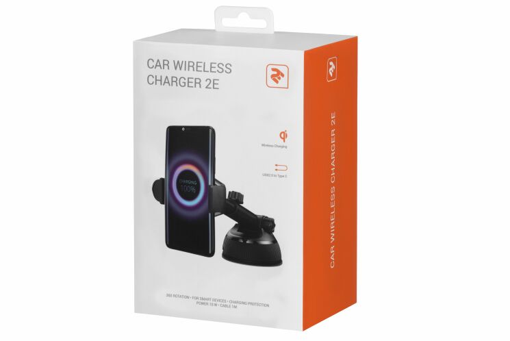 Автомобільний тримач з бездротовою зарядкою 2E Car Windsheild Wireless Charger, 10W - Black: фото 8 з 8