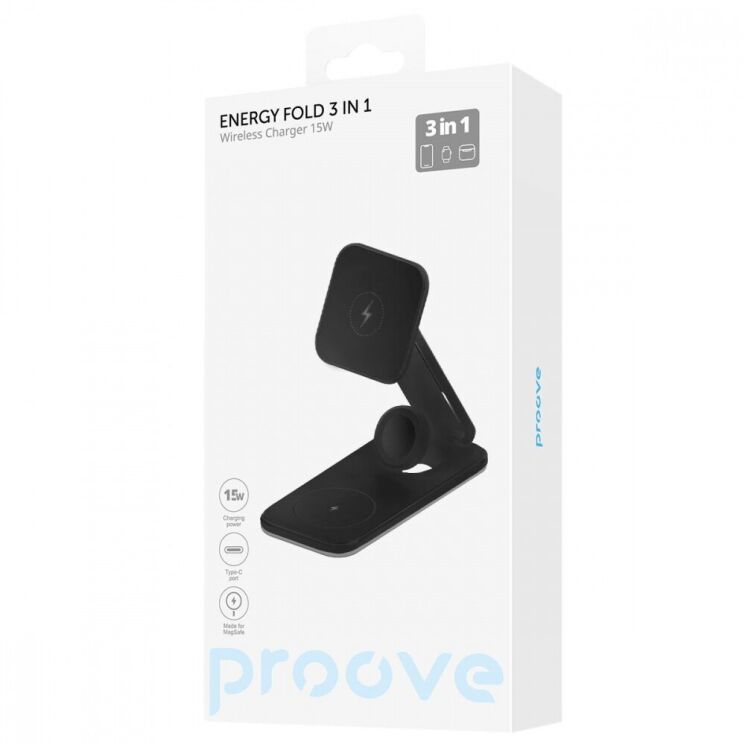 Беспроводное зарядное устройство Proove Energy Fold 3 in 1 - Black: фото 5 из 7