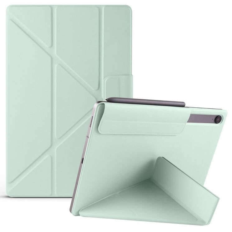 Чeхол Deexe Origami Series для Samsung Galaxy Tab S9 / S9 FE / S10 FE (X710/716/510/516/520/526) - Light Green: фото 1 из 12