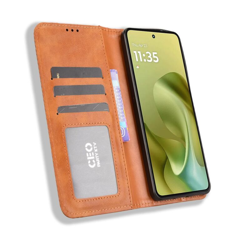 Чохол Deexe Retro Style для Motorola Moto G86 - Brown: фото 7 з 15