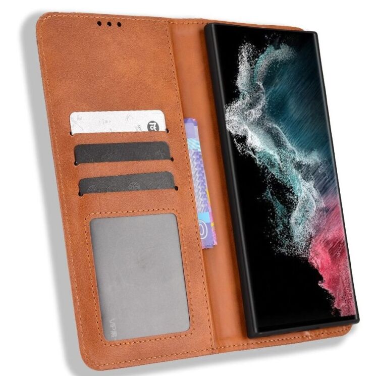 Чохол Deexe Retro Style для Samsung Galaxy S22 Ultra (S908) - Brown: фото 4 з 9