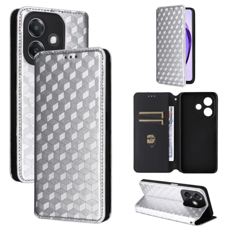 Чехол Deexe Rhombus Book для OPPO A3x / A3 / A40m - Silver: фото 6 из 8