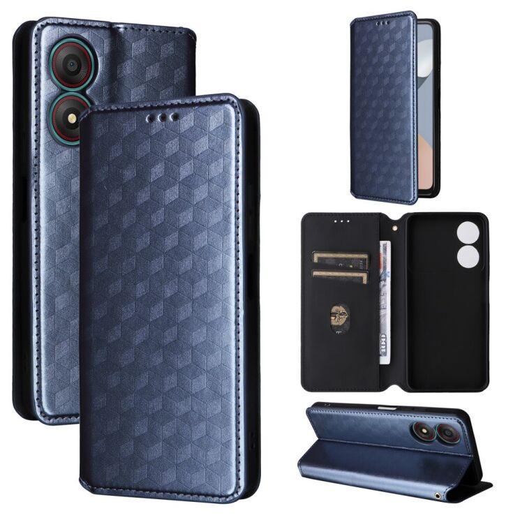 Чехол Deexe Rhombus Book для ZTE Blade A34 - Blue: фото 7 из 9