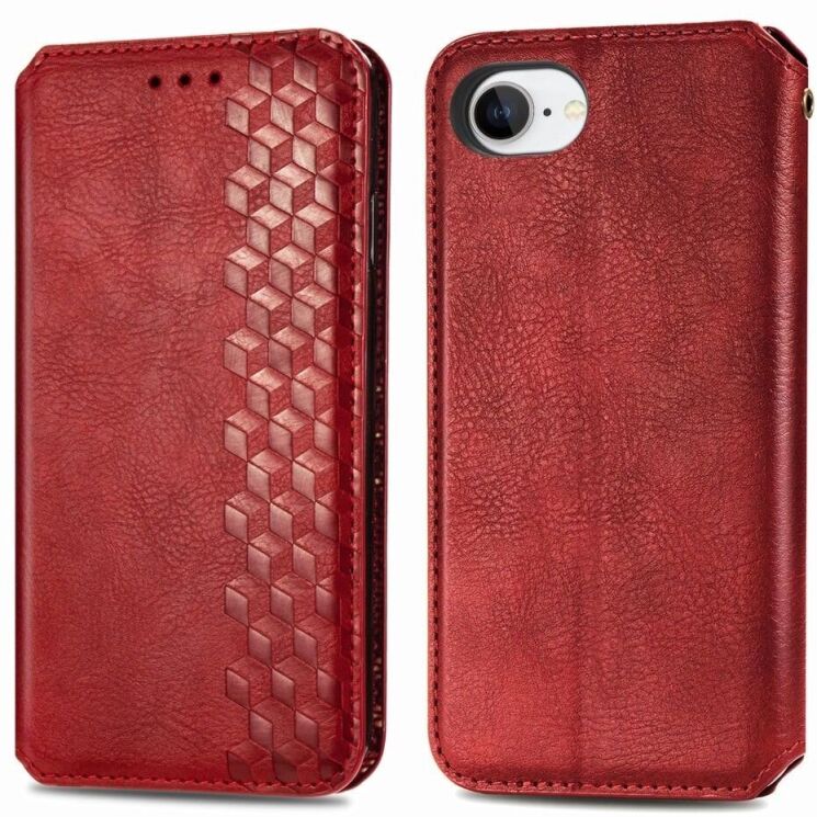Чехол Deexe Rhombus Wallet для Apple iPhone 16e - Red: фото 1 из 10