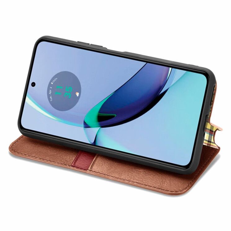 Чехол Deexe Rhombus Wallet для Motorola Moto G84 - Brown: фото 3 из 6